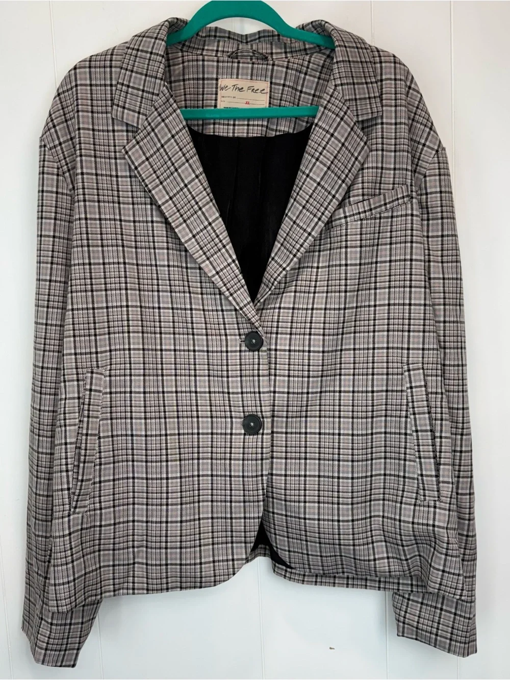 NWT Free People We The Free Cali Plaid Blazer Dust Combo Size XL